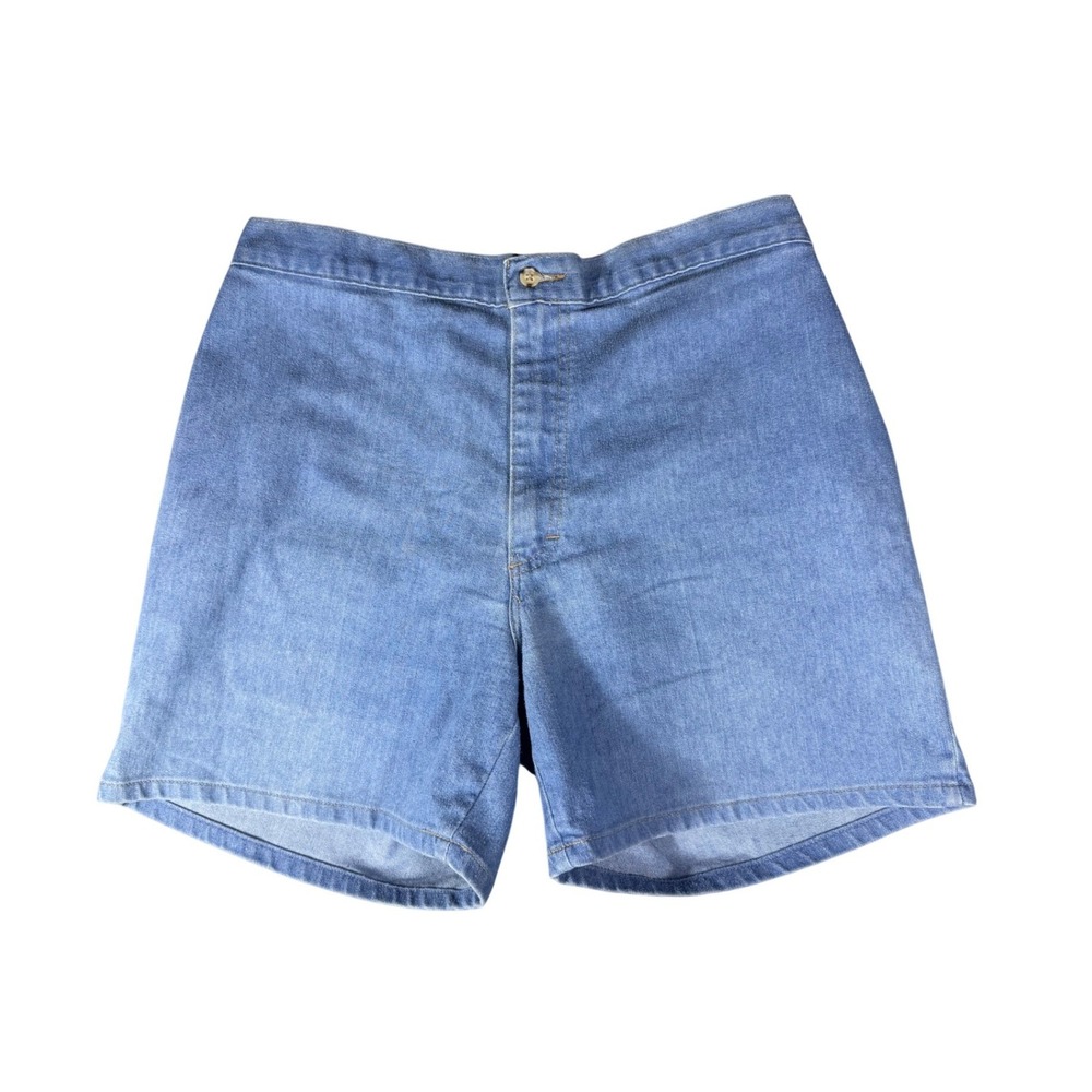 Vintage Blue Denim High Waisted Mom Jort Shorts Elastic Back Made in USA Size 42